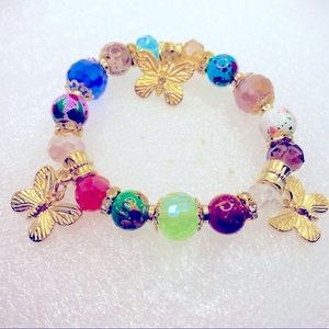 Bracelet Butterfly Multi Color and Golden beads